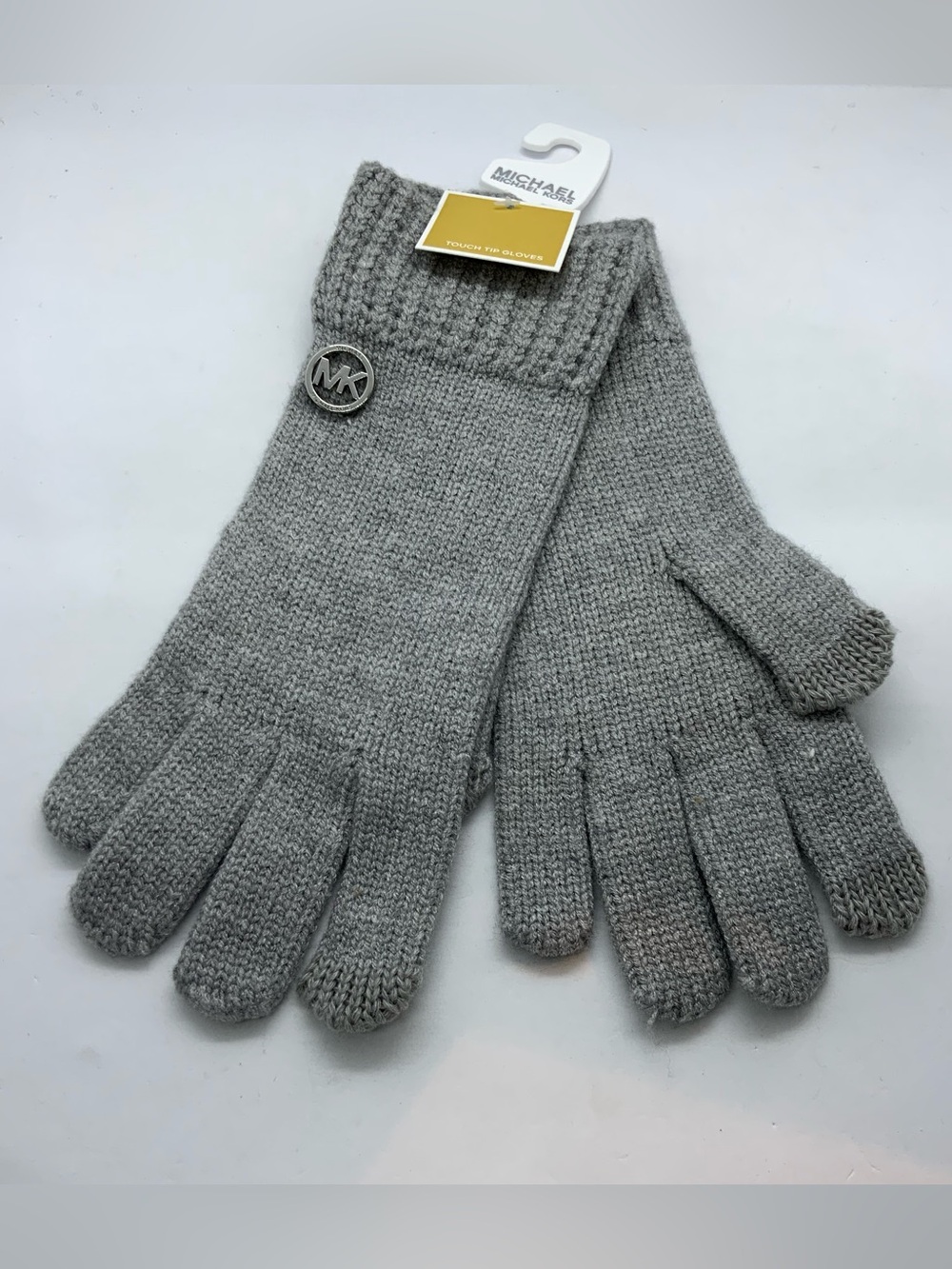 Michael Kors Light Gray Knit Logo Gloves